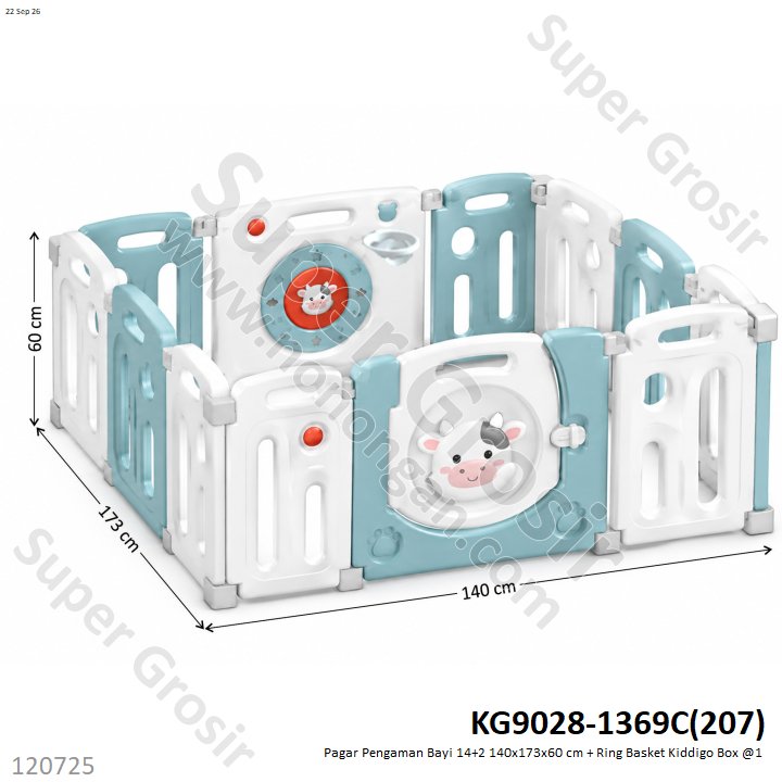 Pagar Pengaman Bayi 14+2 140x173x60 cm + Ring Basket Kiddigo Box @1