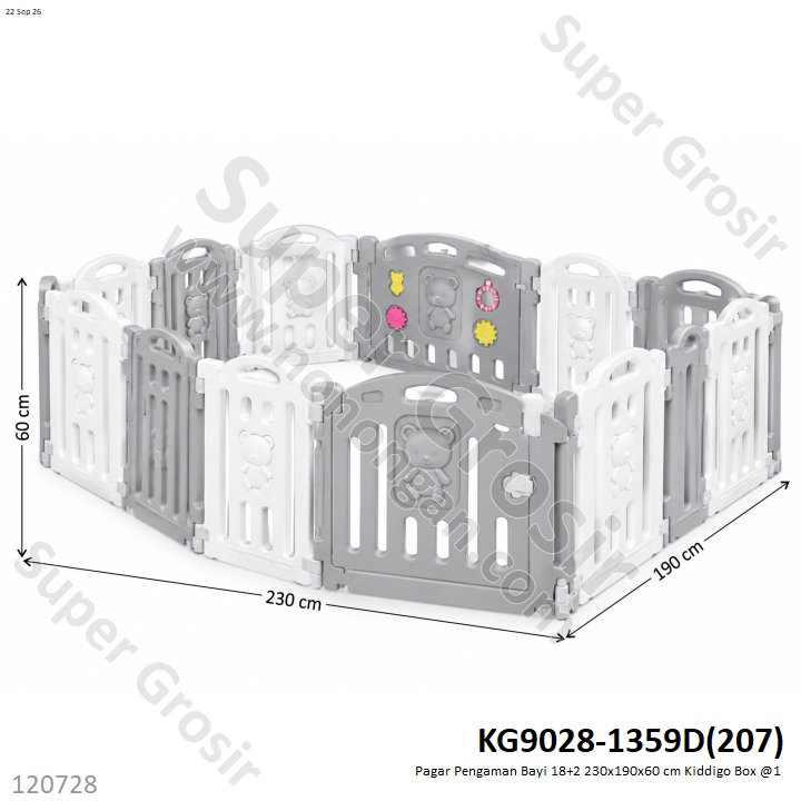 Pagar Pengaman Bayi 18+2 230x190x60 cm Kiddigo Box @1