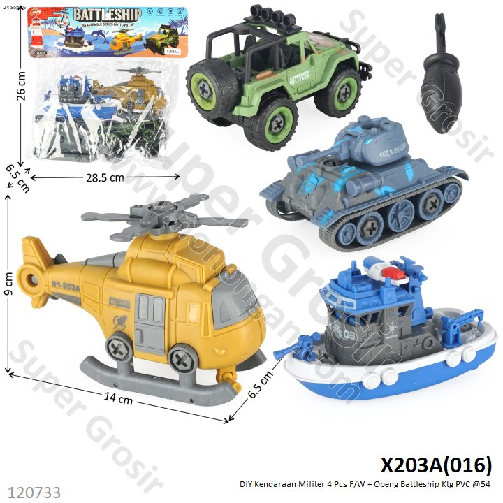 DIY Kendaraan Militer 4 Pcs F/W + Obeng Battleship Ktg PVC @54