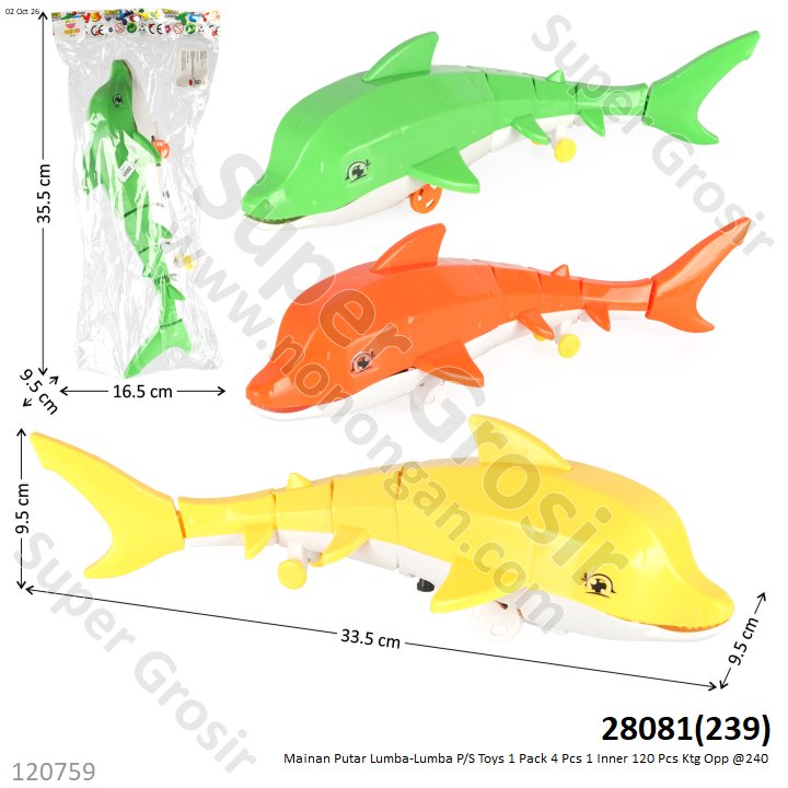 Mainan Putar Lumba-Lumba P/S Toys 1 Pack 4 Pcs 1 Inner 120 Pcs Ktg Opp @240