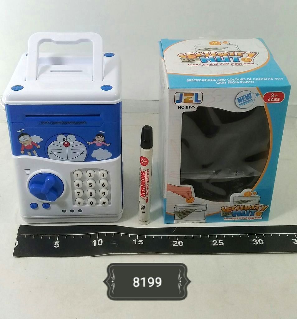 Mainan Brankas Gambar Doraemon B/O Suara Lagu Anak Lampu Security Hlit Box Window @36