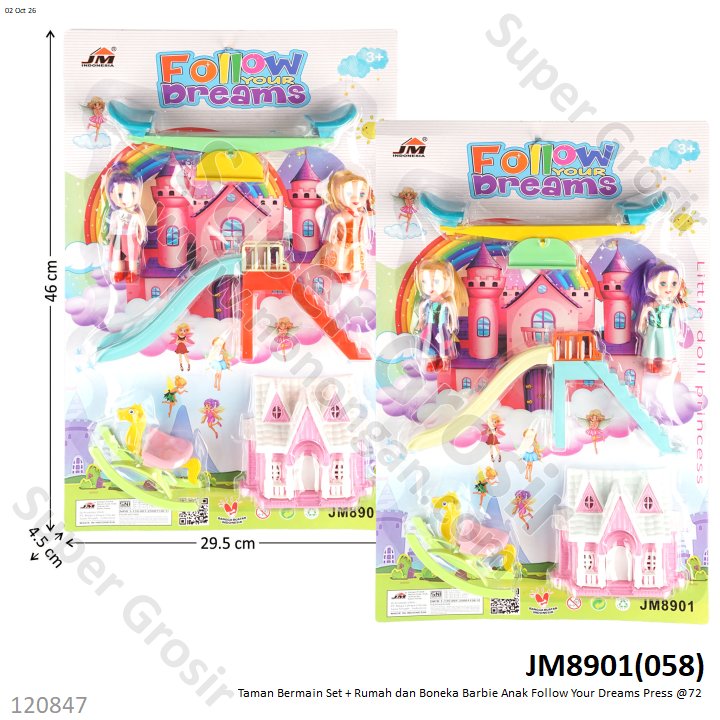 Taman Bermain Set + Rumah dan Boneka Barbie Anak Follow Your Dreams Press @72