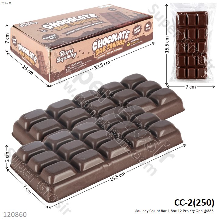 Squishy Coklat Bar 1 Box 12 Pcs Ktg Opp @336