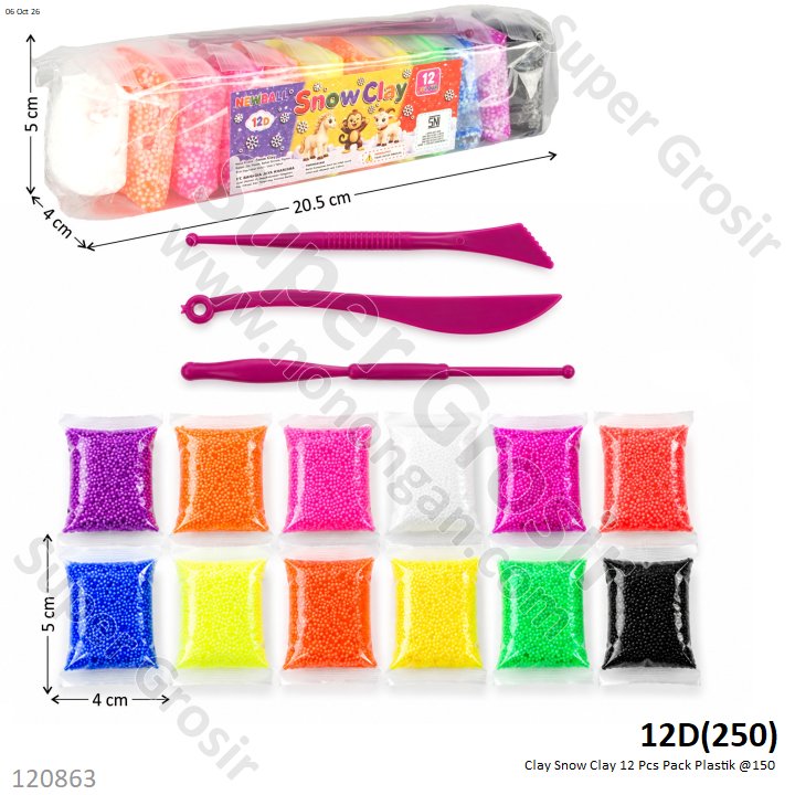 Clay Snow Clay 12 Pcs Pack Plastik @150