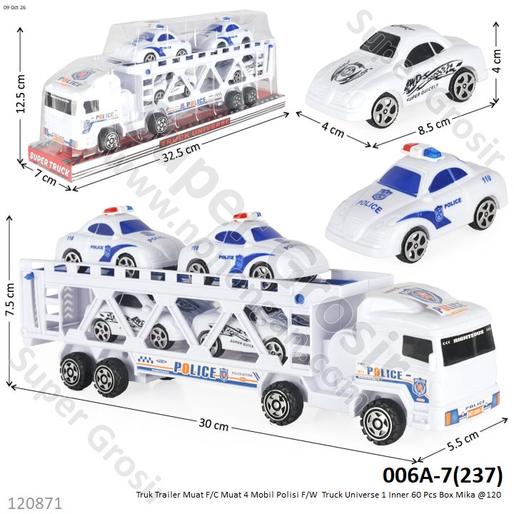 Truk Trailer Muat F/C Muat 4 Mobil Polisi F/W  Truck Universe 1 Inner 60 Pcs Box Mika @120