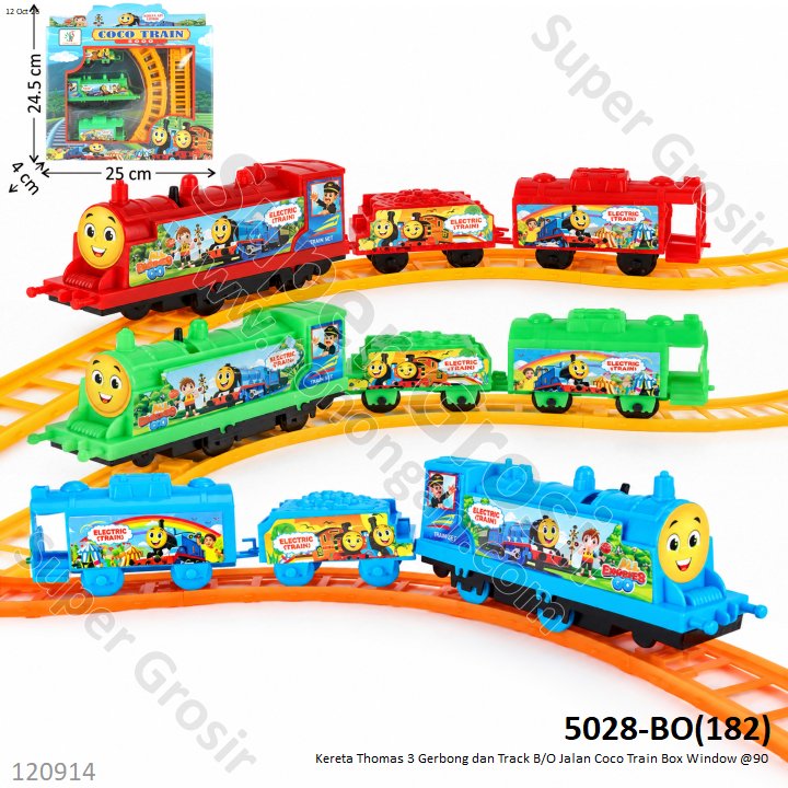 Kereta Thomas 3 Gerbong dan Track B/O Jalan Coco Train Box Window @90
