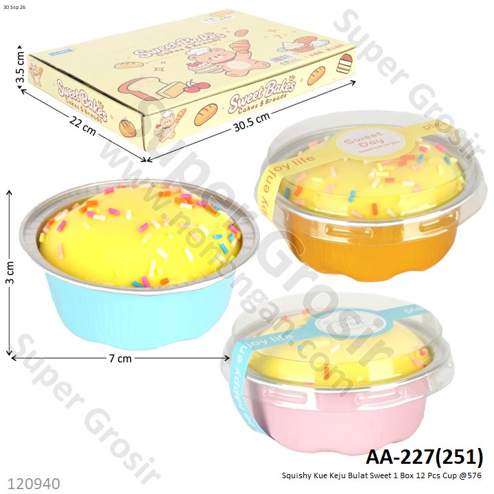 Squishy Kue Keju Bulat Sweet 1 Box 12 Pcs Cup @576