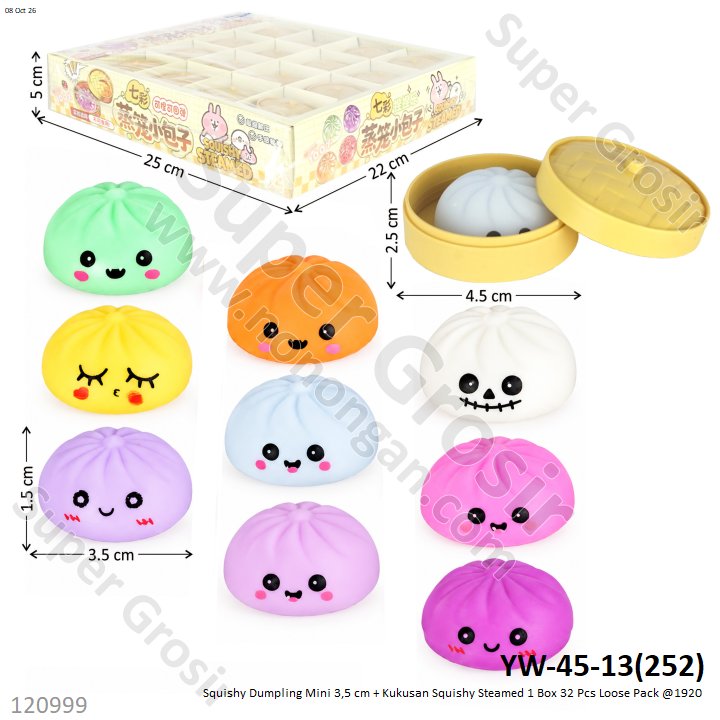 Squishy Dumpling Mini 3,5 cm + Kukusan Squishy Steamed 1 Box 32 Pcs Loose Pack @1920