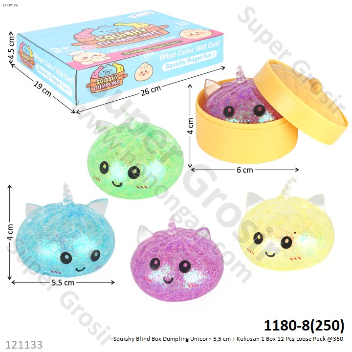Squishy Blind Box Dumpling Unicorn 5,5 cm + Kukusan 1 Box 12 Pcs Loose Pack @360