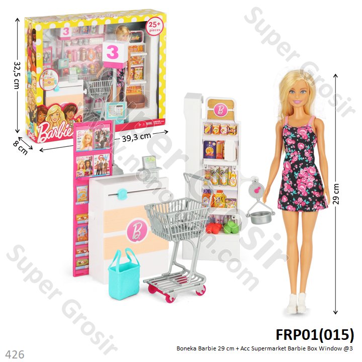 Boneka Barbie Set Mainan Kasir Supermarket Barbie Box Window @3