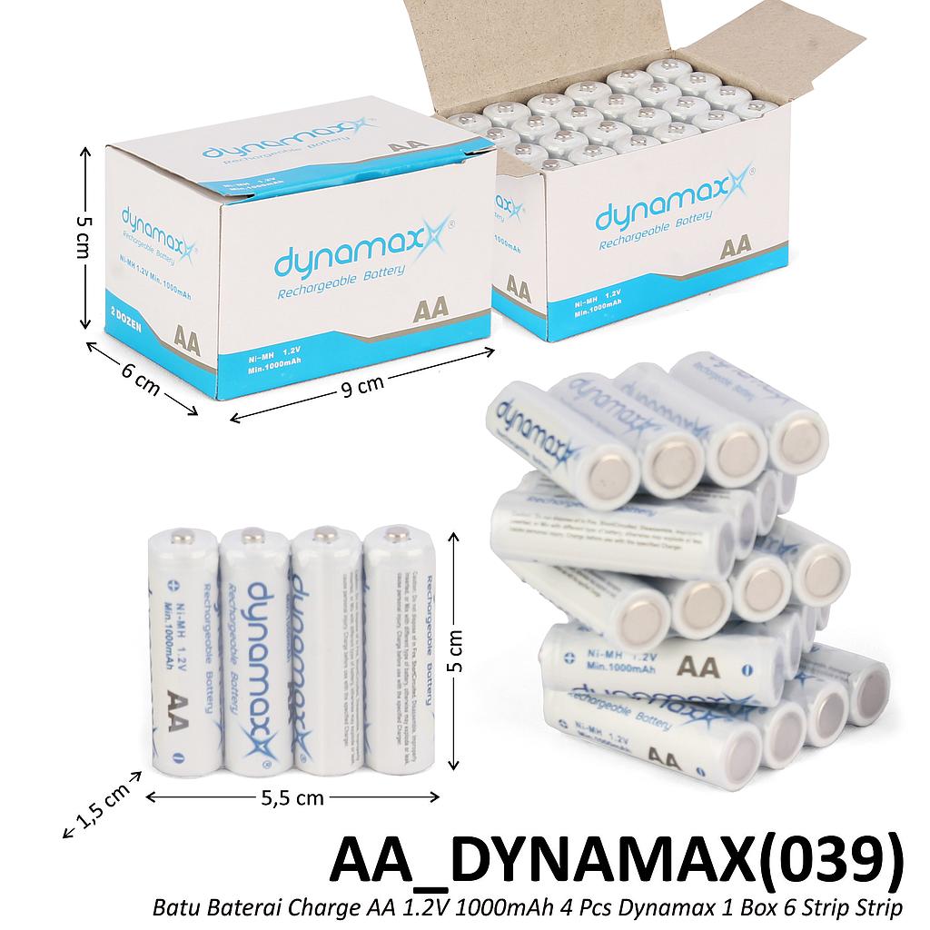Batu Baterai AA Charge 4 Pcs 1.2V 1000mAh Dynamax 1 Box 6 Strip Ktg Shrink @180