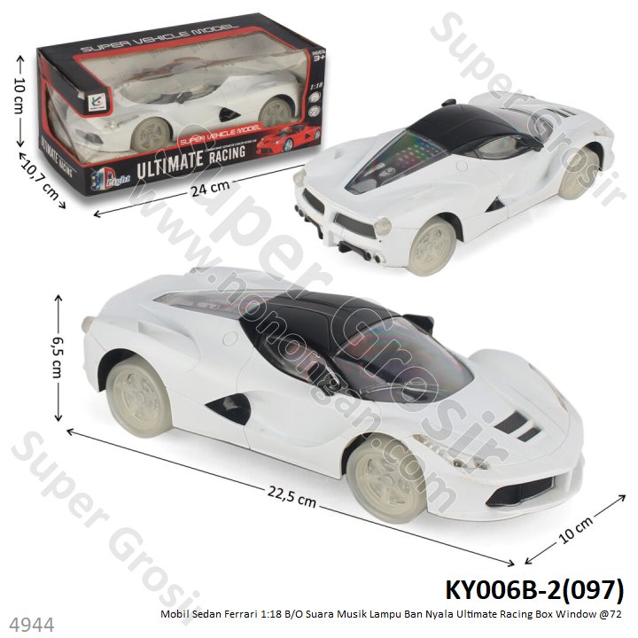 Mobil Sedan Ferrari B/O Jalan Ban Nyala 1:18 Ultimate Racing Box Window @72