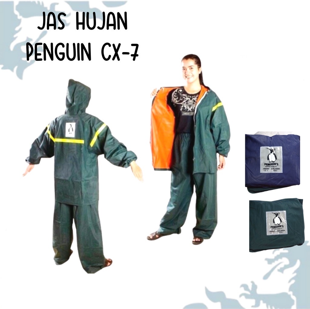 Jas Hujan Setelan Jaket Celana Tebal Uk. XXL Penguin Tas @36