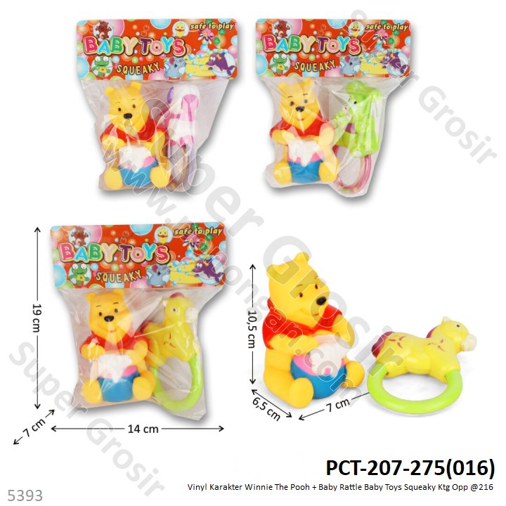 Vinyl Karakter Winnie The Pooh + Baby Rattle Toys Ktg @216