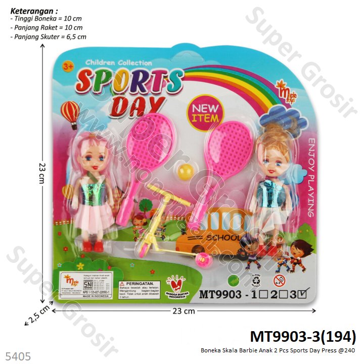 Boneka Barbie Anak Scooter dan Raket Sports Day Press @240
