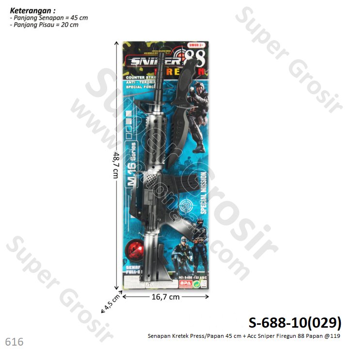 Senapan Kretek Set Pisau 45 cm Sniper Firegun 88 Papan @119