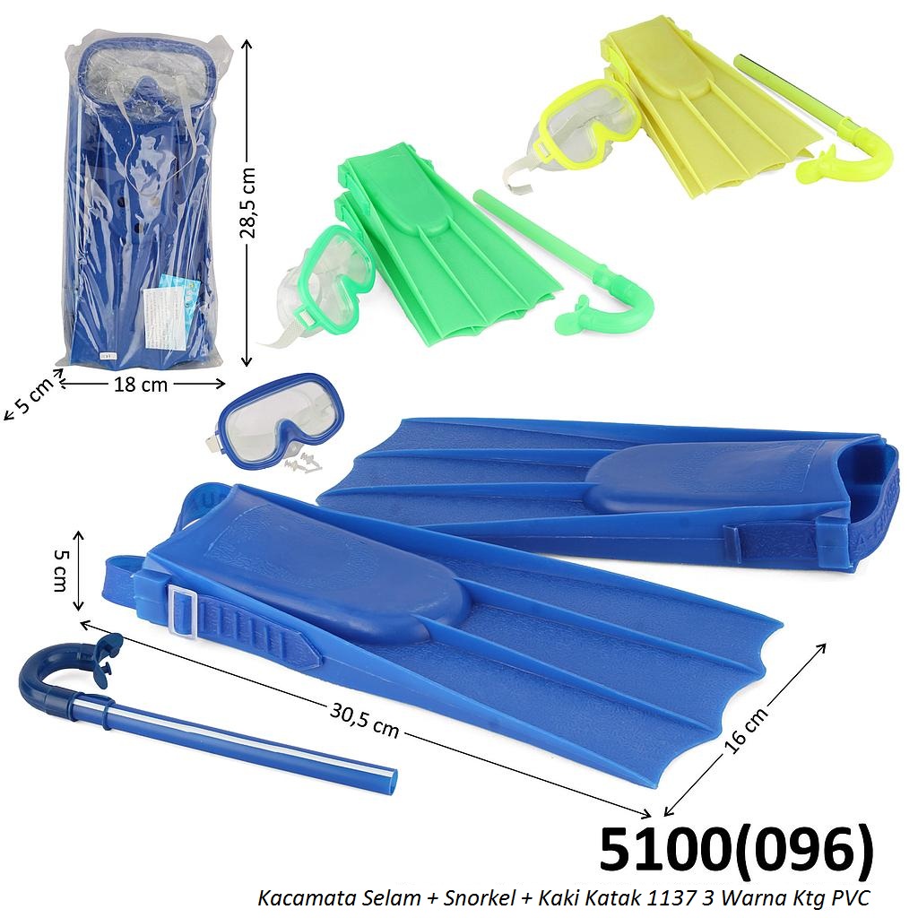 Kacamata Selam + Snorkel + Kaki Katak 1137 3 Warna Ktg PVC @56