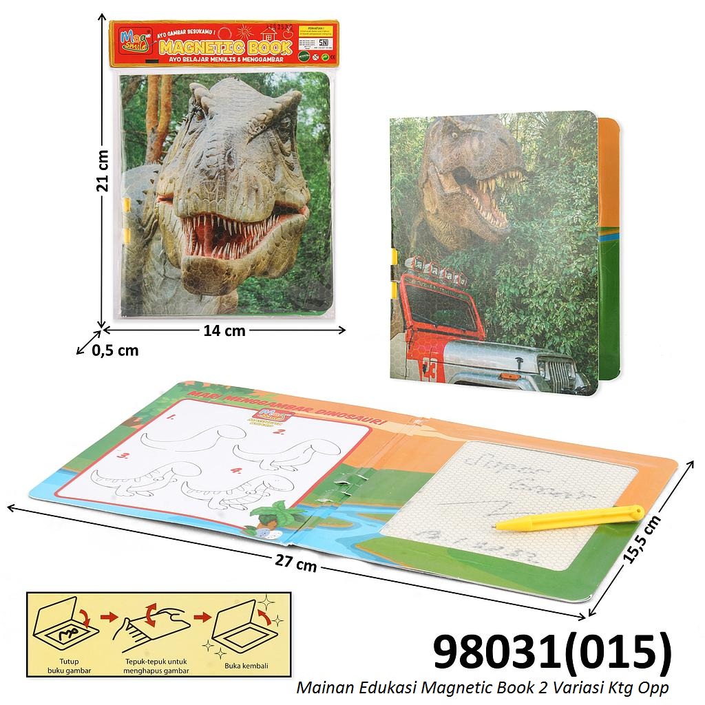 Papan Tulis Magnet Dinosaurus Magnetic Book Ktg Opp @180