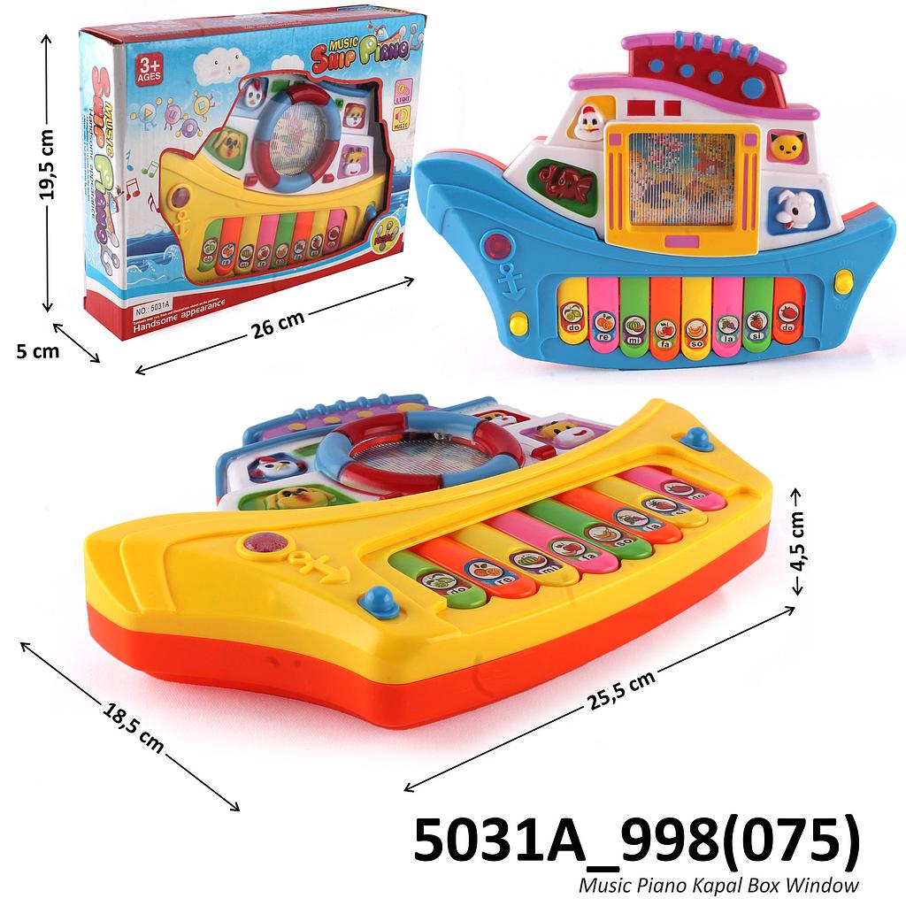 Piano Hewan Kapal B/O Suara Musik Lampu Ship Piano Box Window @72