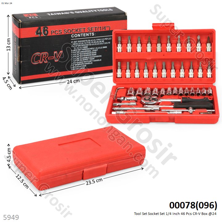 Kunci Socket Set 46 Pcs (1/4&quot;) CR-V Box @24