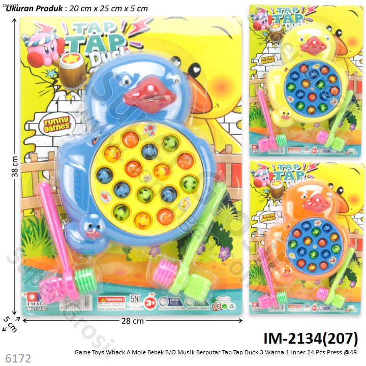 Game Toys Whack A Mole Bebek B/O Musik Berputar Tap Tap Duck 1 Inner 24 Pcs Press @48