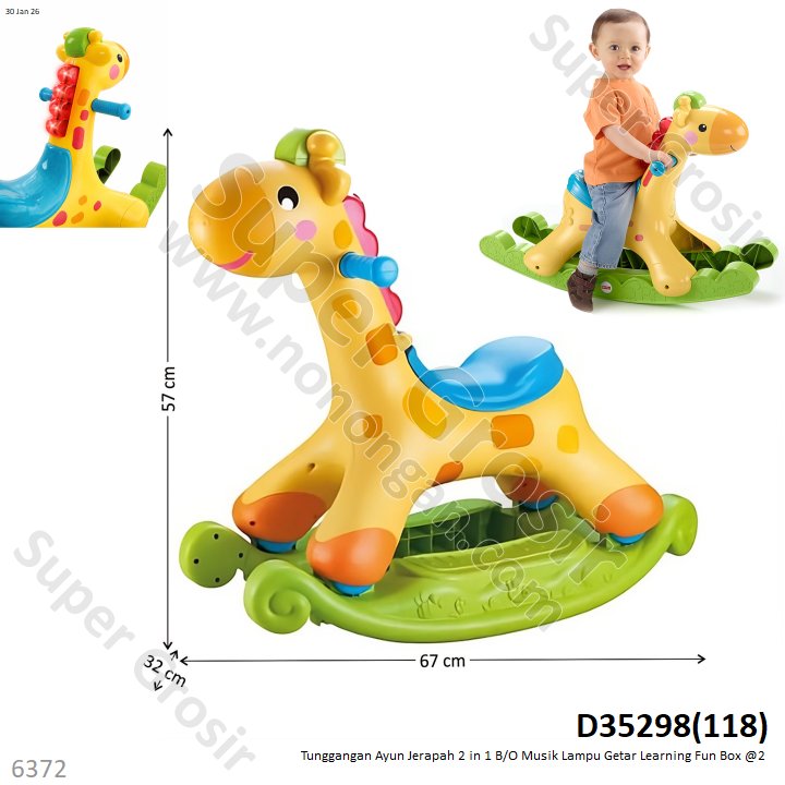 Tunggangan Ayun Jerapah 2 in 1 B/O Musik Lampu Getar Learning Fun Box @2