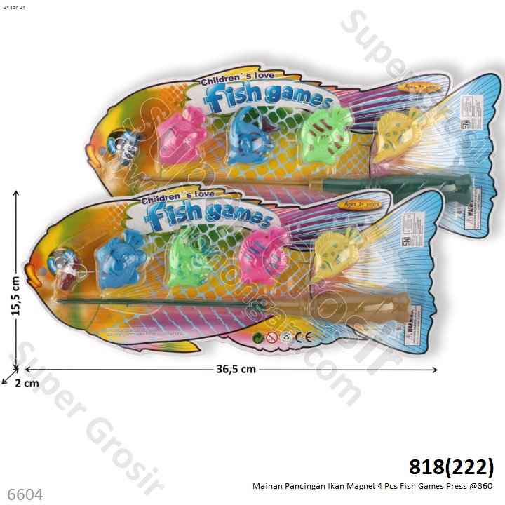 Pancingan Ikan 4 Pcs Magnet Cute Fish Games Press @360