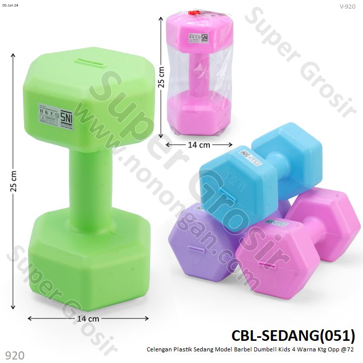 Celengan Barbel Plastik 25 cm Dumbell Kids Ktg Opp @72