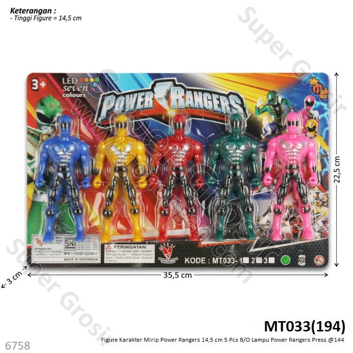 Action Figure Power Rangers 5 Pcs 14,5 cm B/O Lampu Press @144