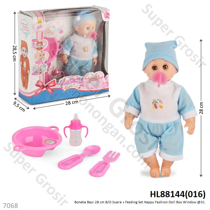Boneka Bayi B/O Suara Nangis + Feeding Set Happy Fashion Doll Box Window @31