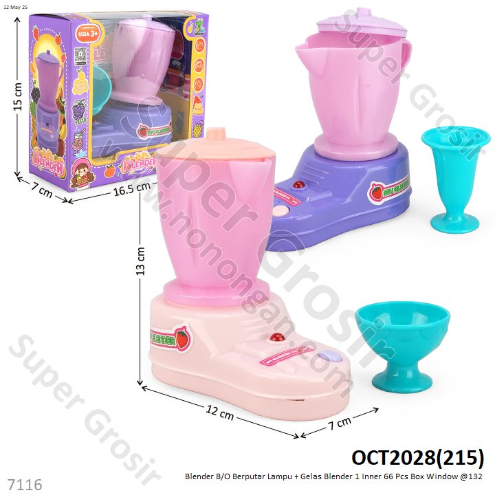 Cooking Set Blender B/O Berputar Lampu + Gelas Blender 1 Inner 66 Pcs Box Window @132