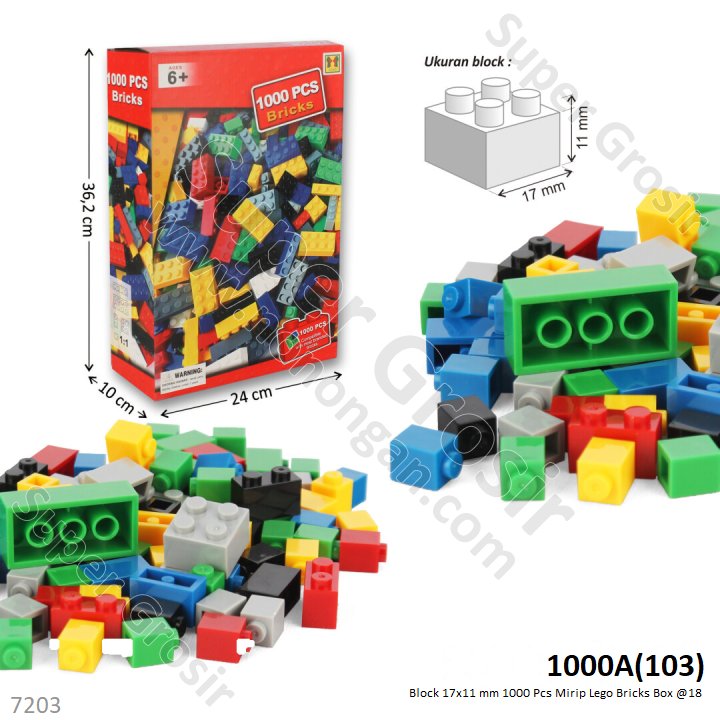 Block 17x13mm 1000 Pcs Mirip Lego Bricks Box @18