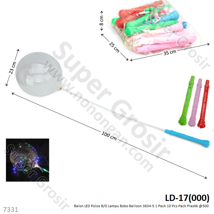 Mainan Tongkat Lampu Balon LED Polos 18/20 @500