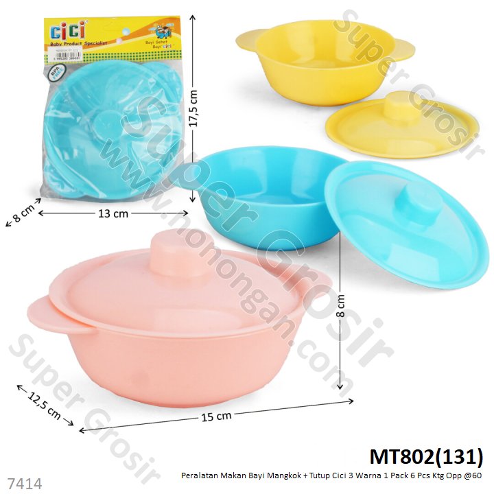 Mangkok Bayi  + Tutup Cici 3 Warna 1 Pack 6 Pcs Ktg Opp @60